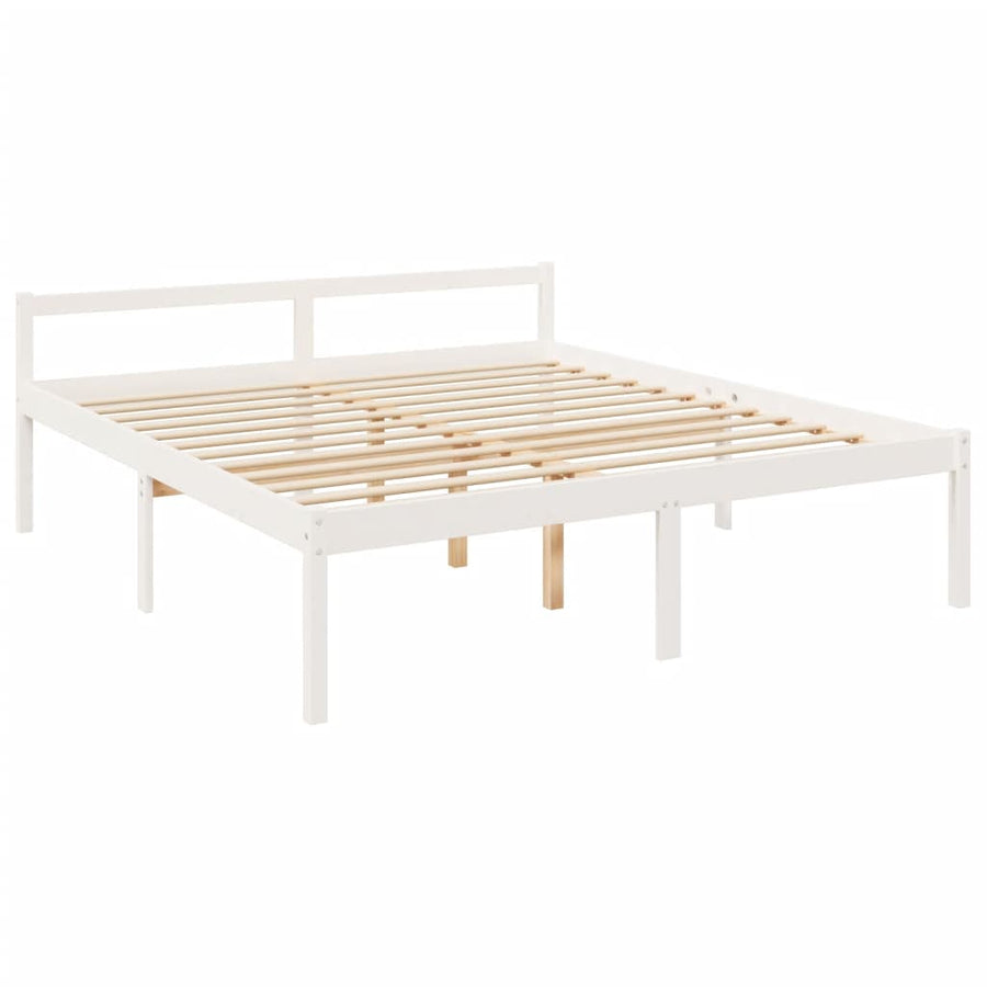 Seniorenbed Met Hoofdbord Massief Hout Super King 180 x 200 cm Wit Hoog