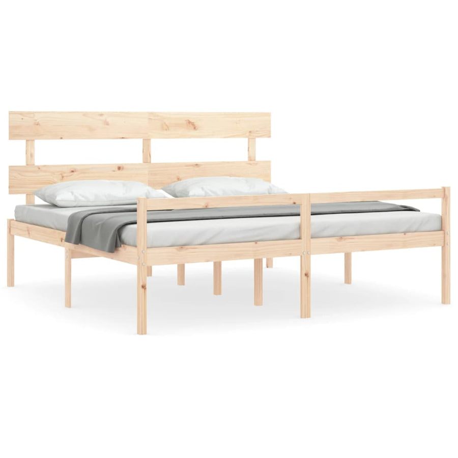 Seniorenbed Met Hoofdbord Massief Hout 200 x 200 cm Naturel