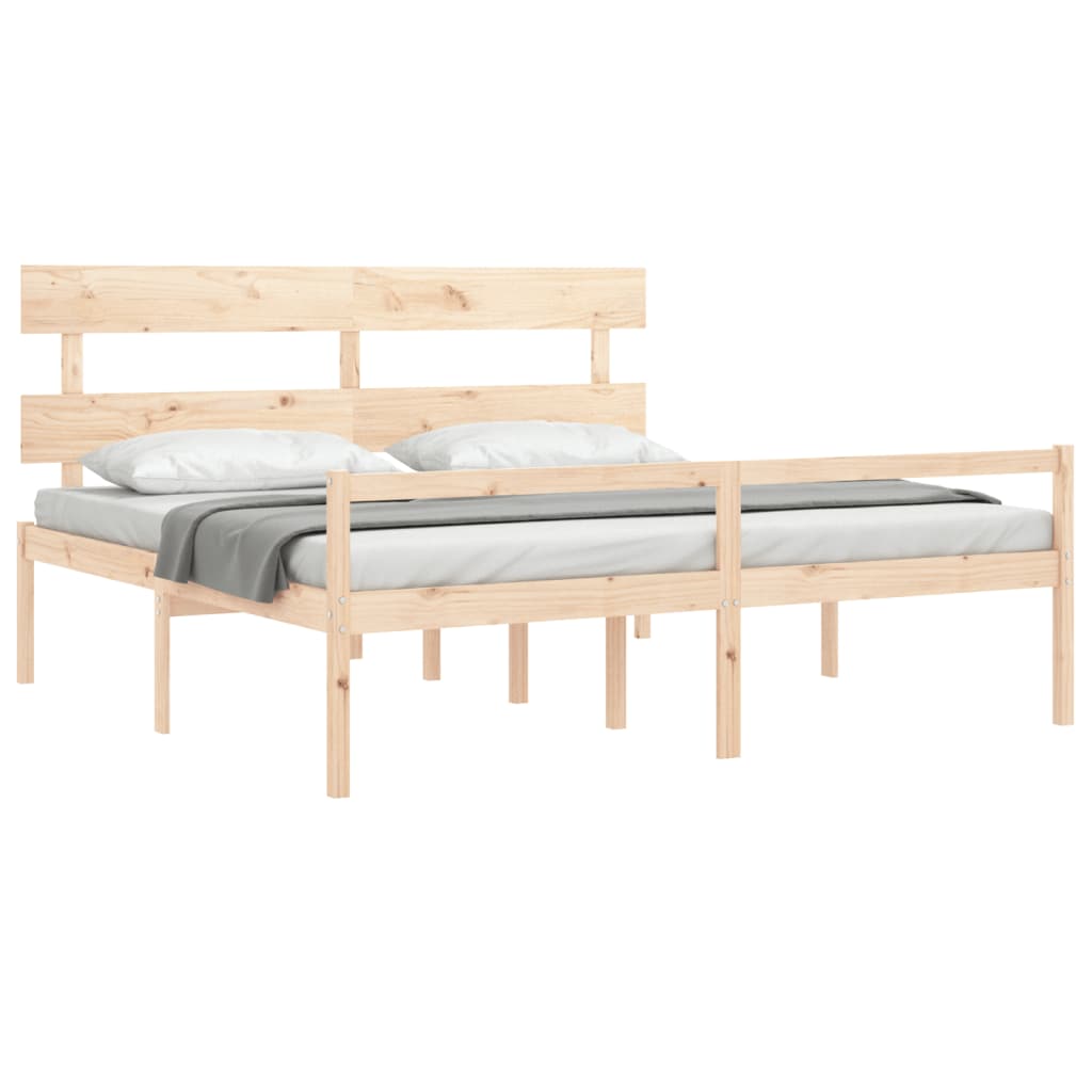 Seniorenbed Met Hoofdbord Massief Hout 200 x 200 cm Naturel