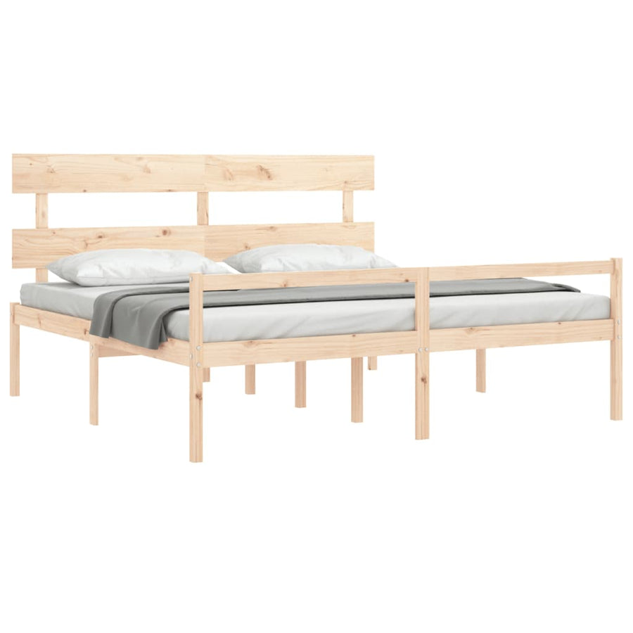 Seniorenbed Met Hoofdbord Massief Hout 200 x 200 cm Naturel