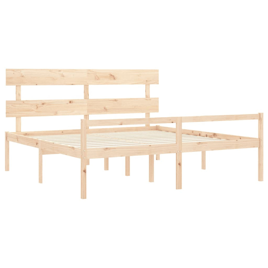 Seniorenbed Met Hoofdbord Massief Hout 200 x 200 cm Naturel