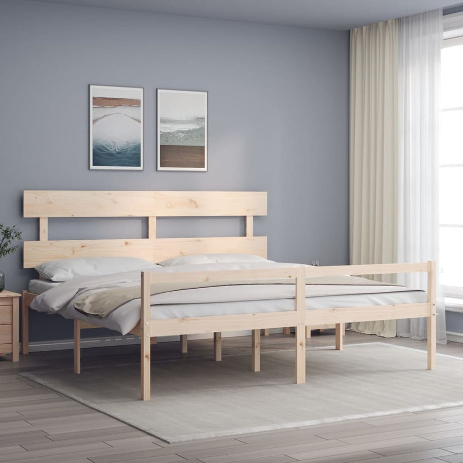 Seniorenbed Met Hoofdbord Massief Hout 200 x 200 cm Naturel