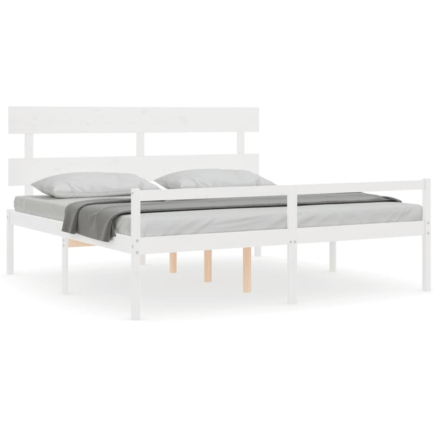 Seniorenbed Met Hoofdbord Massief Hout 200 x 200 cm Wit