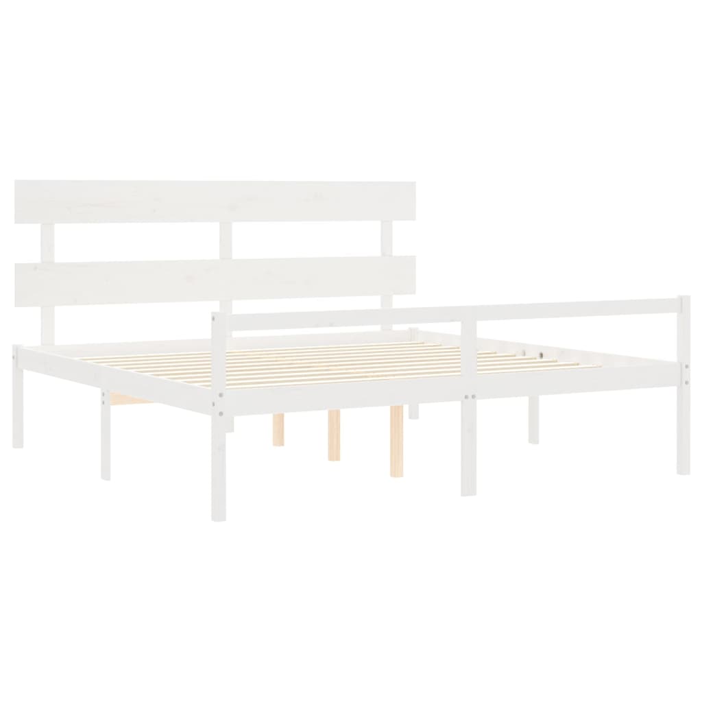 Seniorenbed Met Hoofdbord Massief Hout 200 x 200 cm Wit