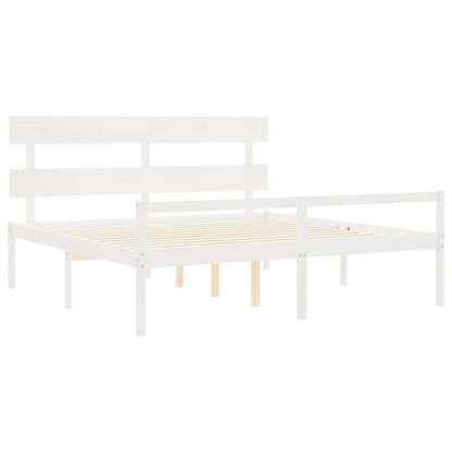 Seniorenbed Met Hoofdbord Massief Hout 200 x 200 cm Wit