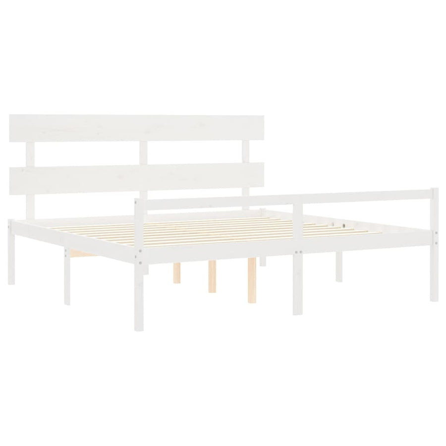 Seniorenbed Met Hoofdbord Massief Hout 200 x 200 cm Wit