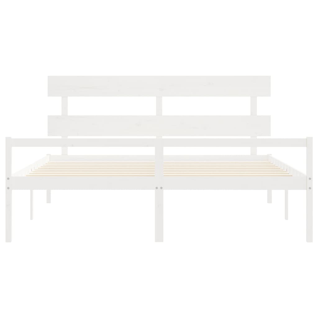 Seniorenbed Met Hoofdbord Massief Hout 200 x 200 cm Wit
