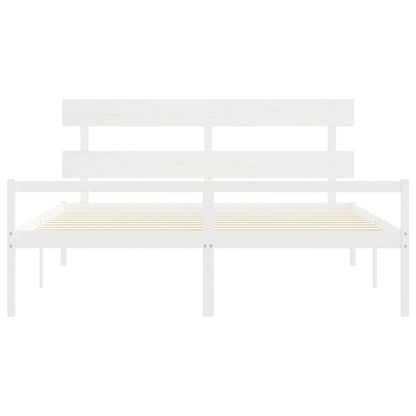 Seniorenbed Met Hoofdbord Massief Hout 200 x 200 cm Wit