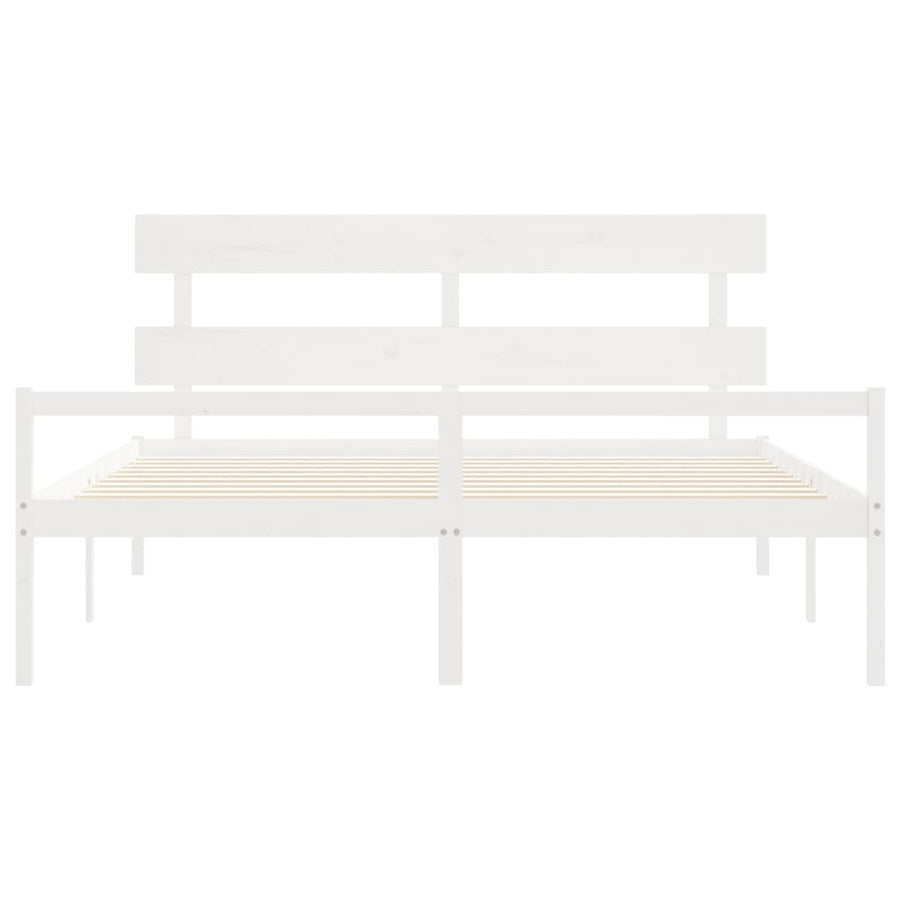 Seniorenbed Met Hoofdbord Massief Hout 200 x 200 cm Wit
