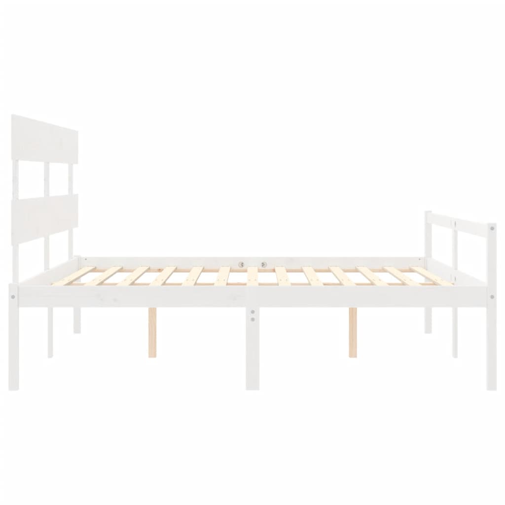 Seniorenbed Met Hoofdbord Massief Hout 200 x 200 cm Wit