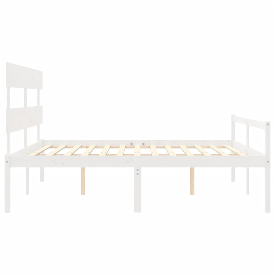 Seniorenbed Met Hoofdbord Massief Hout 200 x 200 cm Wit