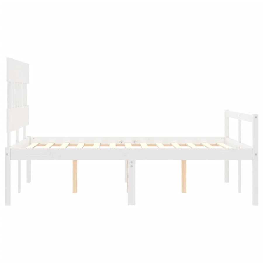Seniorenbed Met Hoofdbord Massief Hout 120 x 190 cm Wit