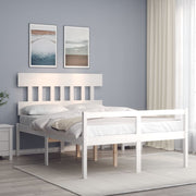 Seniorenbed massief grenenhout wit 195x125 cm
