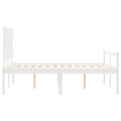 Seniorenbed Met Hoofdbord Massief Hout 140 x 190 cm Wit Hoog