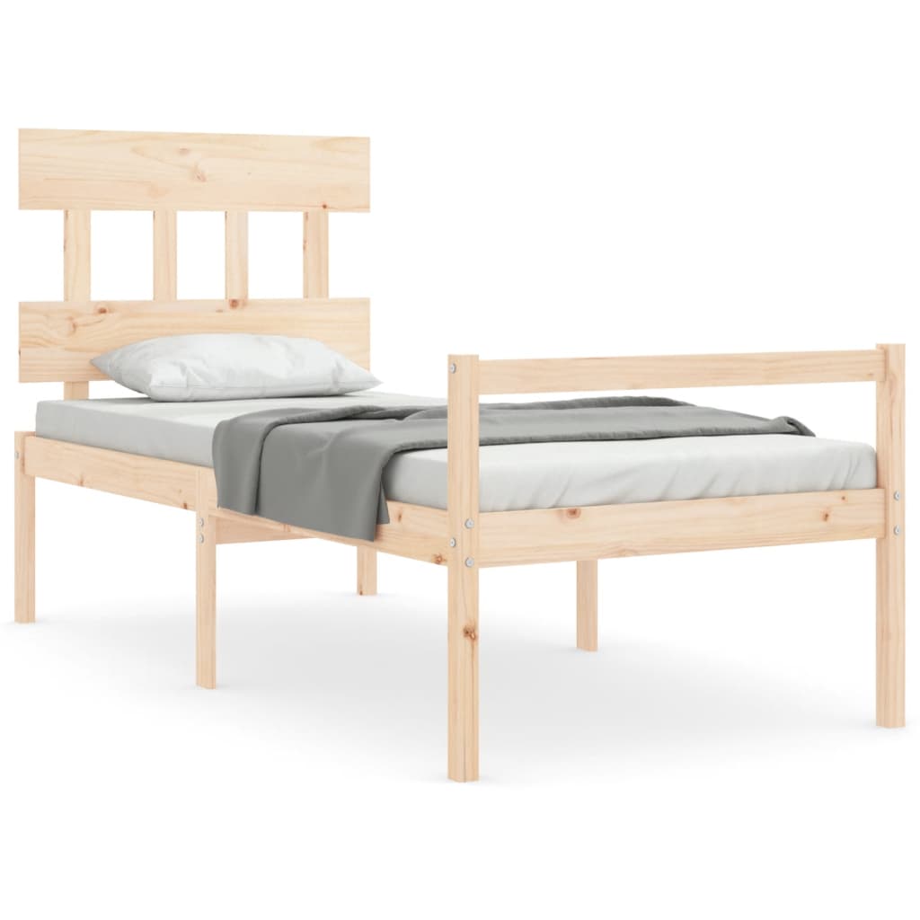 Seniorenbed Met Hoofdbord Massief Hout 90 x 200 cm Naturel Hoog