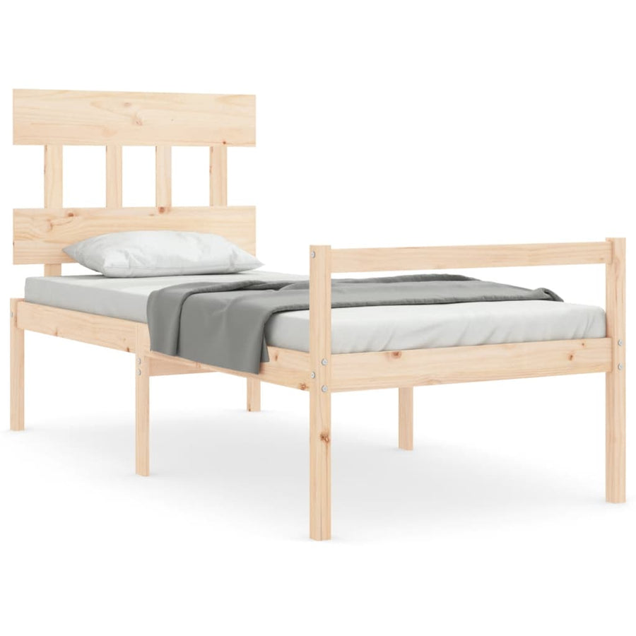 Seniorenbed Met Hoofdbord Massief Hout 90 x 200 cm Naturel Hoog
