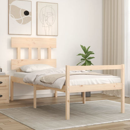 Seniorenbed Met Hoofdbord Massief Hout 90 x 200 cm Naturel Hoog
