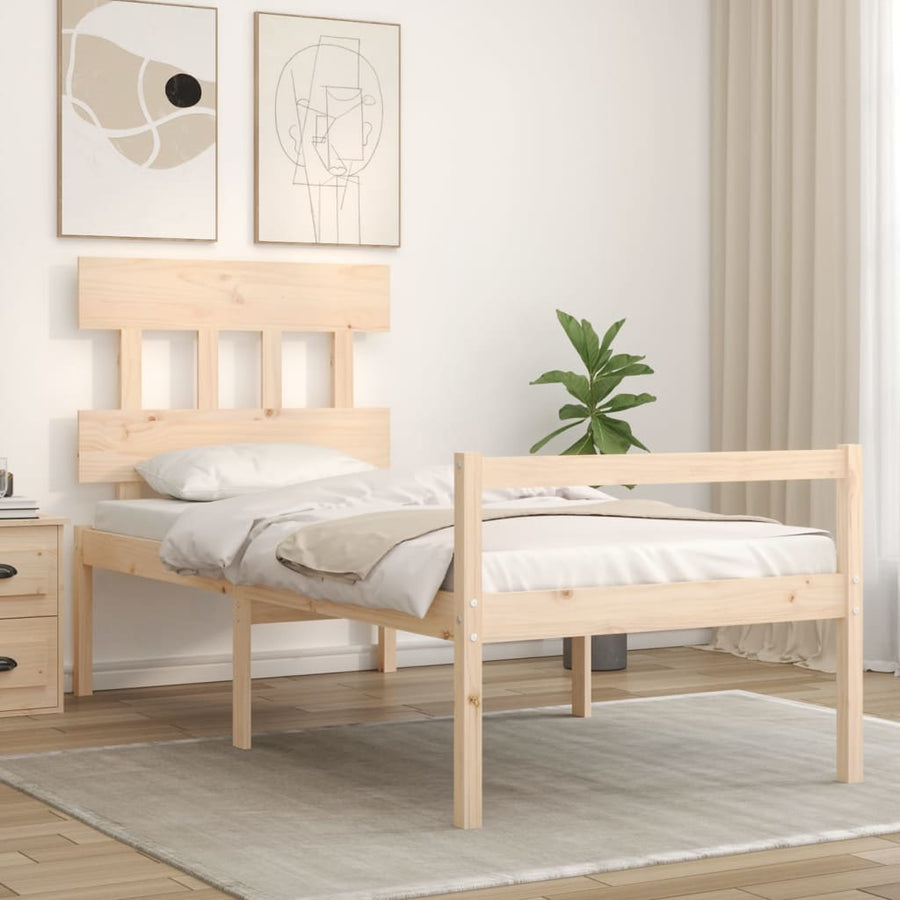 Seniorenbed Met Hoofdbord Massief Hout 90 x 200 cm Naturel Hoog