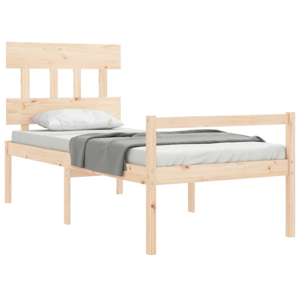 Seniorenbed Met Hoofdbord Massief Hout 90 x 200 cm Naturel Hoog