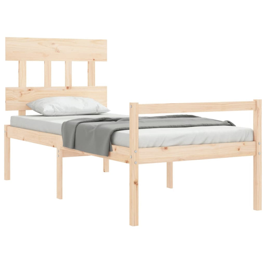 Seniorenbed Met Hoofdbord Massief Hout 90 x 200 cm Naturel Hoog