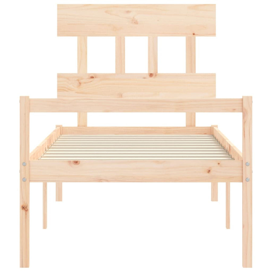 Seniorenbed Met Hoofdbord Massief Hout 90 x 200 cm Naturel Hoog