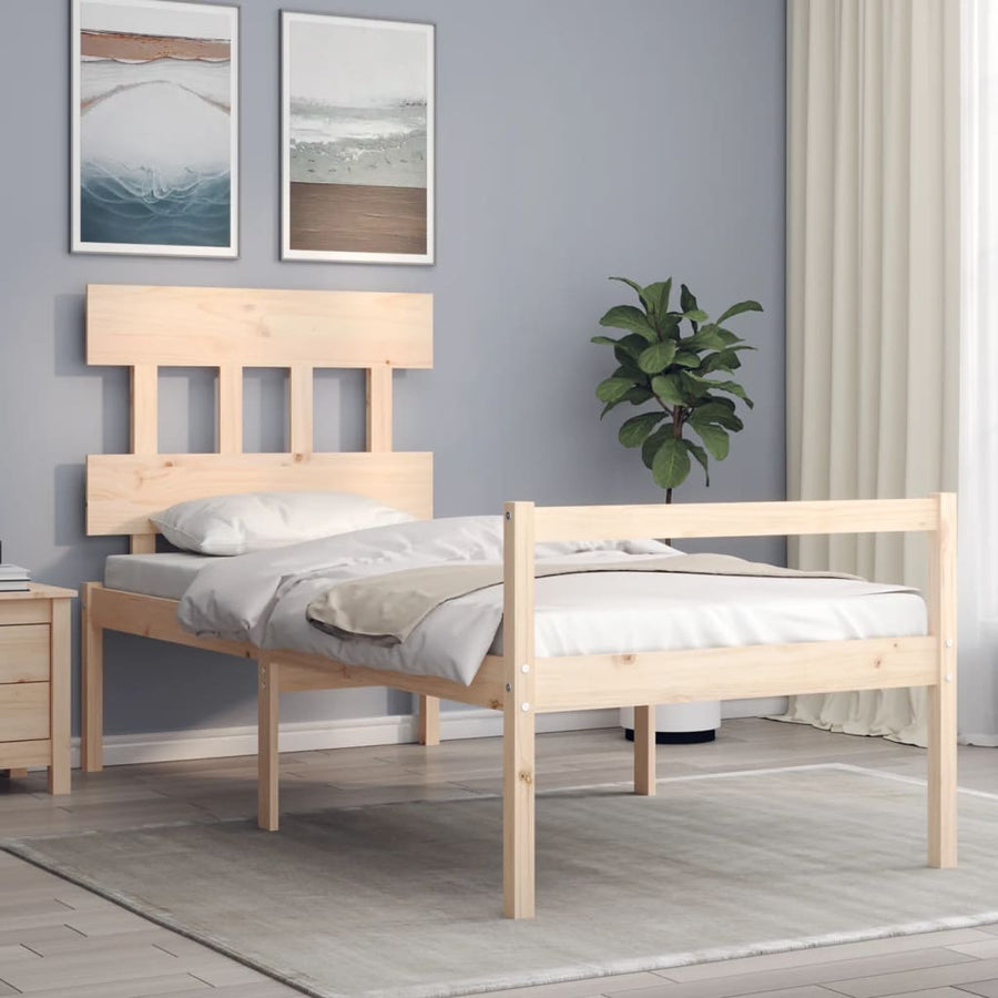 Seniorenbed Met Hoofdbord Massief Hout 90 x 200 cm Naturel Hoog