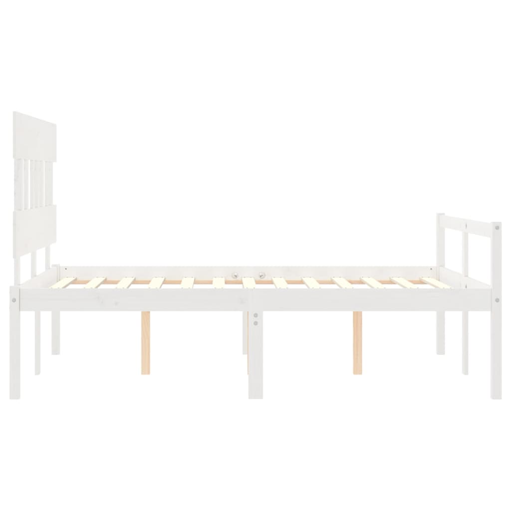 Seniorenbed Met Hoofdbord Massief Hout 140 x 200 cm Wit Hoog