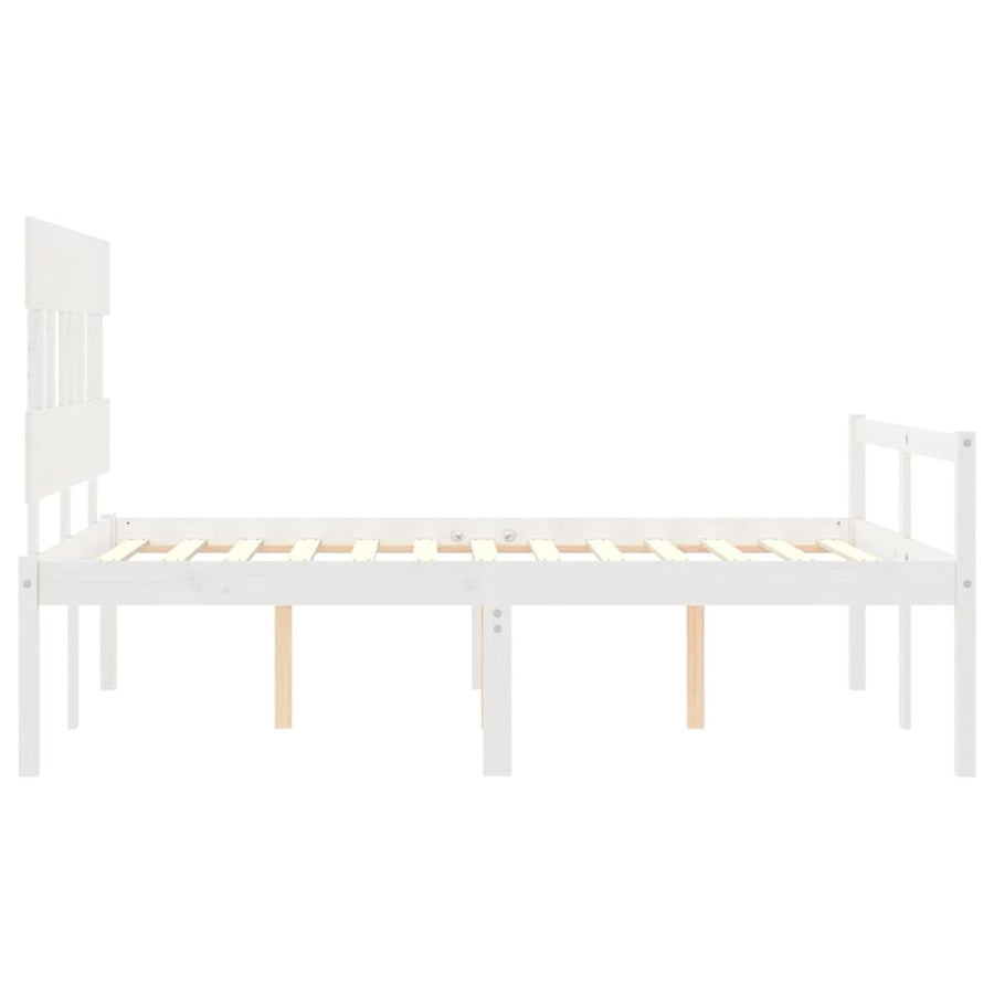 Seniorenbed Met Hoofdbord Massief Hout 140 x 200 cm Wit Hoog