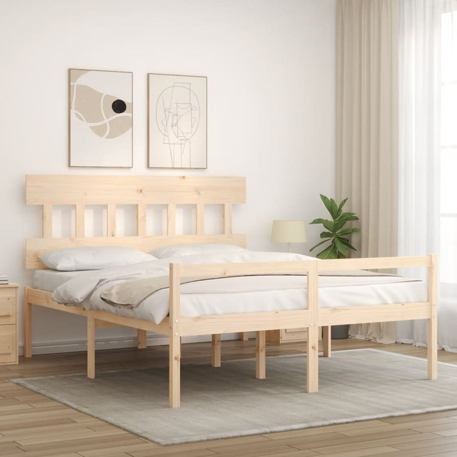 Seniorenbed Met Hoofdbord Massief Hout 160 x 200 cm Naturel