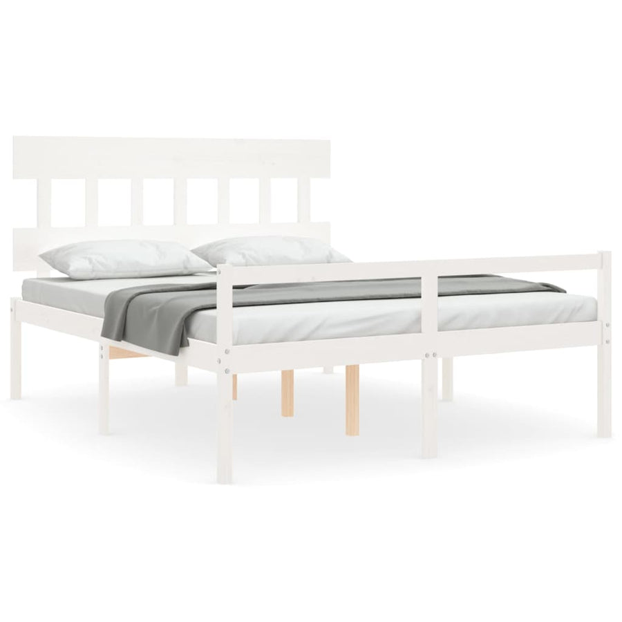 Seniorenbed Met Hoofdbord Massief Hout 160 x 200 cm Wit Hoog