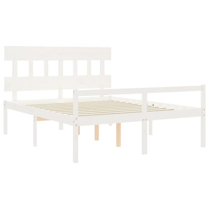 Seniorenbed Met Hoofdbord Massief Hout 160 x 200 cm Wit Hoog