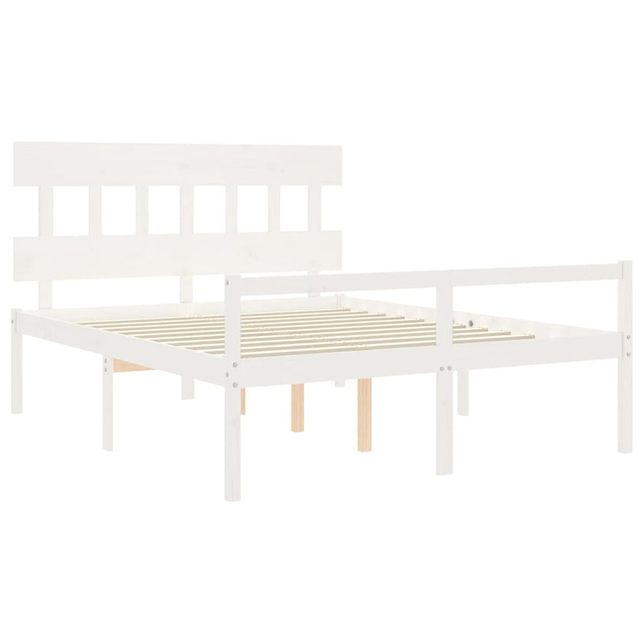 Seniorenbed Met Hoofdbord Massief Hout 160 x 200 cm Wit Hoog