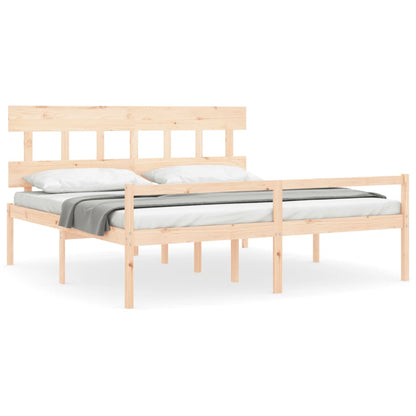 Seniorenbed Met Hoofdbord Massief Hout 200 x 200 cm Naturel