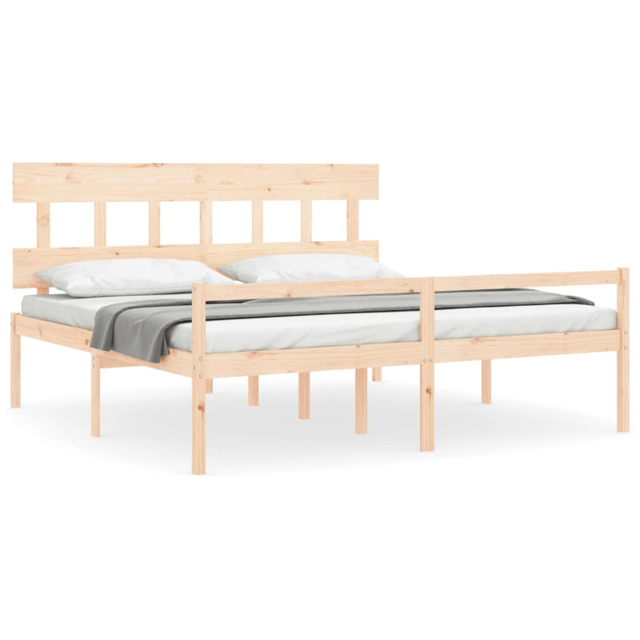 Seniorenbed Met Hoofdbord Massief Hout 200 x 200 cm Naturel