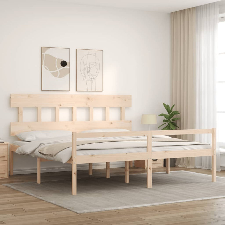 Seniorenbed Met Hoofdbord Massief Hout 200 x 200 cm Naturel
