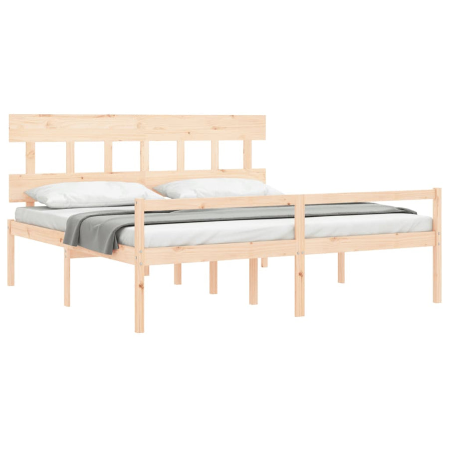 Seniorenbed Met Hoofdbord Massief Hout 200 x 200 cm Naturel