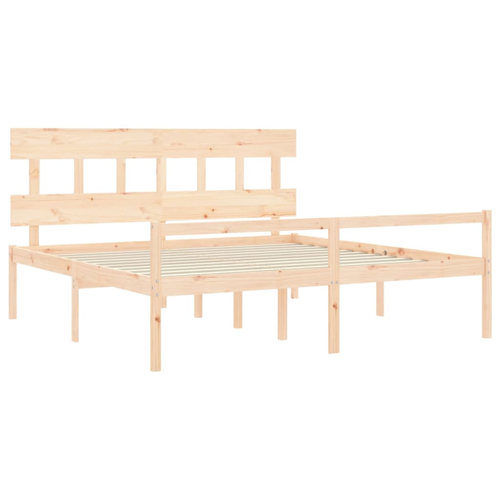 Seniorenbed Met Hoofdbord Massief Hout 200 x 200 cm Naturel