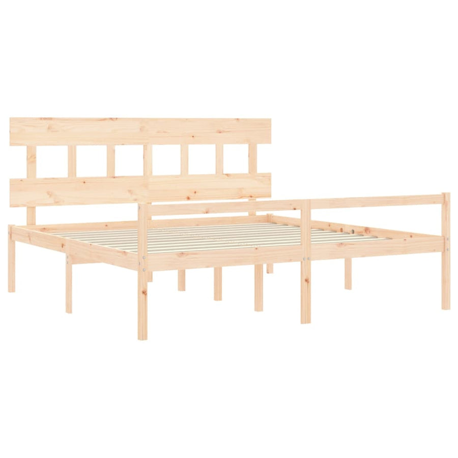 Seniorenbed Met Hoofdbord Massief Hout 200 x 200 cm Naturel