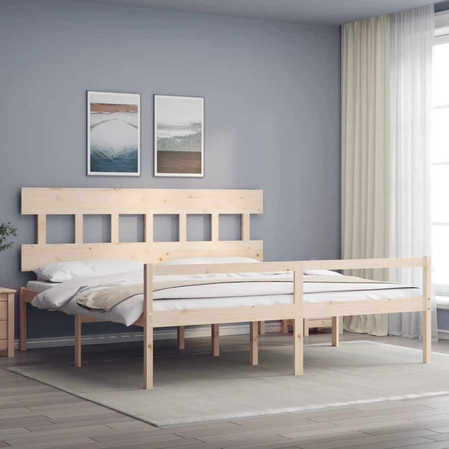 Seniorenbed Met Hoofdbord Massief Hout 200 x 200 cm Naturel