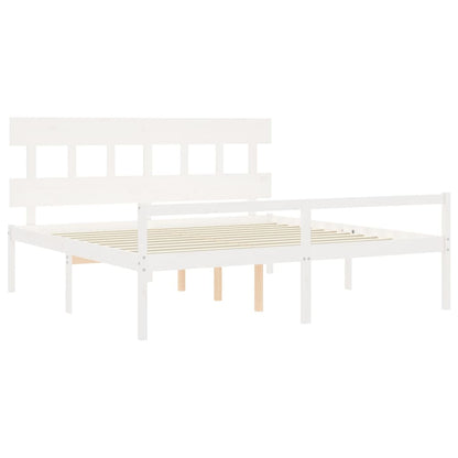 Seniorenbed Met Hoofdbord Massief Hout 200 x 200 cm Wit