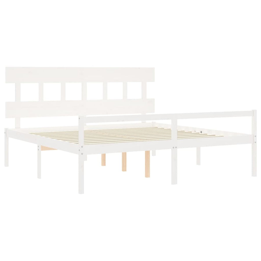 Seniorenbed Met Hoofdbord Massief Hout 200 x 200 cm Wit