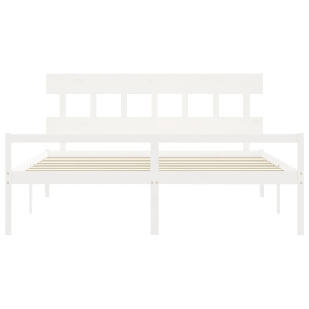 Seniorenbed Met Hoofdbord Massief Hout 200 x 200 cm Wit
