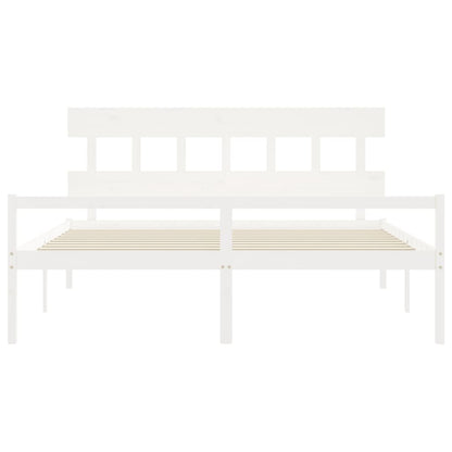 Seniorenbed Met Hoofdbord Massief Hout 200 x 200 cm Wit