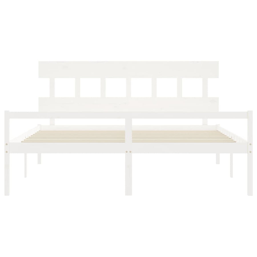 Seniorenbed Met Hoofdbord Massief Hout 200 x 200 cm Wit