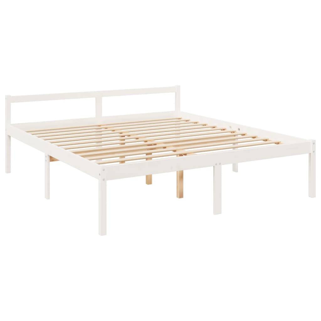 Seniorenbed Met Hoofdbord Massief Hout 200 x 200 cm Wit