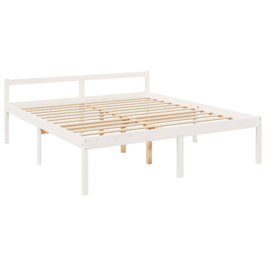 Seniorenbed Met Hoofdbord Massief Hout 200 x 200 cm Wit