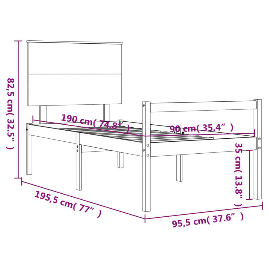 Seniorenbed Met Hoofdbord Massief Hout Wit