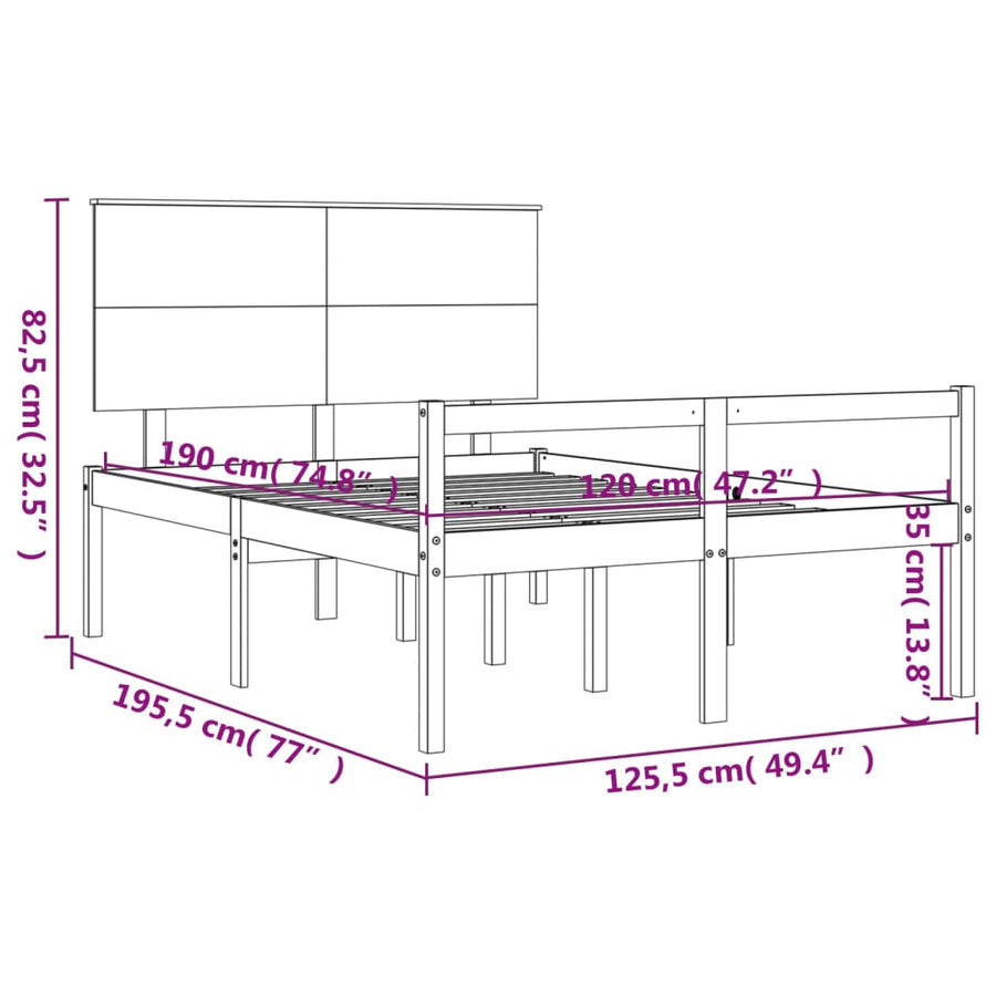 Seniorenbed Met Hoofdbord Massief Hout 120 x 190 cm Wit