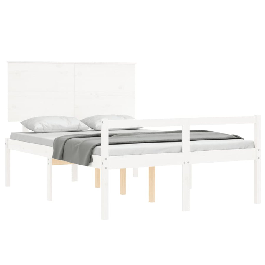 Seniorenbed Met Hoofdbord Massief Hout 120 x 190 cm Wit