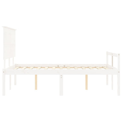Seniorenbed Met Hoofdbord Massief Hout 120 x 200 cm Wit